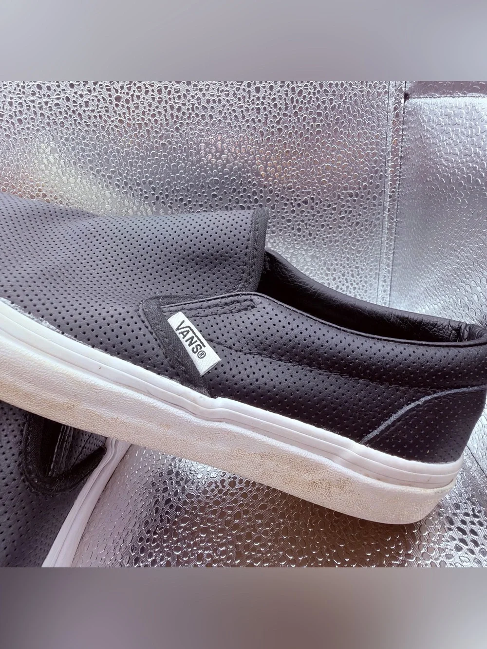 Vans Men's Slip-On Perforated Black and White Casual Shoes